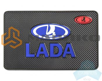 Липучий коврик на панель приборов с логотипом LADA