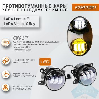 Светодиодные (LED) противотуманные фары Рено Дастер, Логан 2, Лада Ларгус FL, Sal-Man